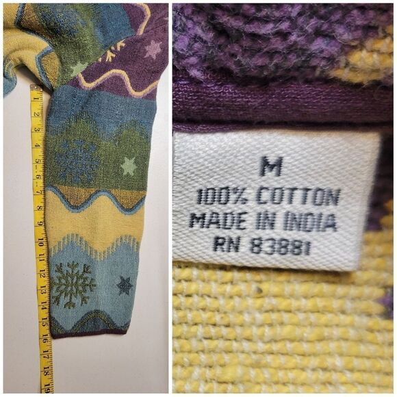 Flashback Vintage Cotton Tapestry Cropped Cardigan Jacket Shawl Collar Winter - Picture 8 of 8